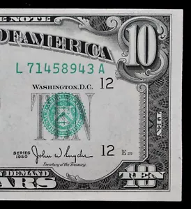 $10 1950 Narrow Gem CU FRN L71458943A San Francisco, plain series, ten dollar - Picture 1 of 4