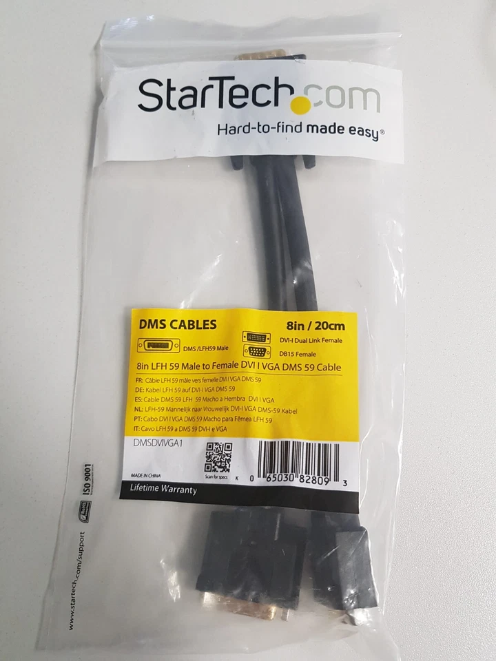 Startech DMS Kabel DMSDVIVGA 1 8" LFH 59 männlich zu weiblich DVI I VGA DMS 59 - Bild 1 von 4