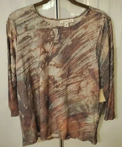 NWT Coldwater Creek  Lined Fall Abtracts  TEE WATERCOLOR Top  XL 18 - Picture 1 of 2
