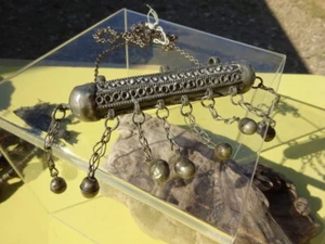 Kurdish Tribal Necklace Antique Ethnic Amulet Prayer Herb Container Box Bells - Picture 1 of 4