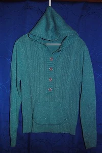 Girls SO Blue/Green w Silver Metallic Hoodie Sweater Size XL - Picture 1 of 6