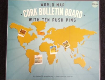 Mapa del Mundo Corcho Tablón de Anuncios Notas Recordatorios Fotos con Pasadores Nuevo Foto 1 de 2