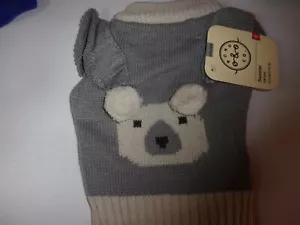 Polar BEAR Dog Sweater XXS XS S M new pet Bond & Co xsmall small medium pom pom - Picture 1 of 3