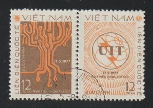 1984 Vietnam Stamps World Telecommunications Scott # 962 Pair Cto Never Hinged - Picture 1 of 1