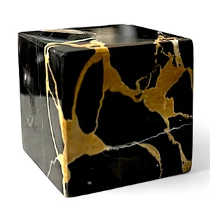 Portoro Black Marble Cube Table Sculpture Home Decor Design H 20 Cm - Picture 1 of 7