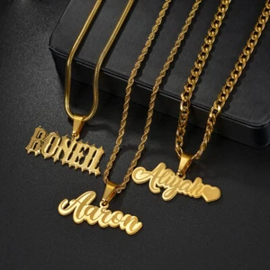 DIY Custom Stainless Steel Laser Marking Letters Name Pendant With NK Chain - Picture 1 of 11
