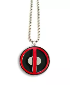 Deadpool Symbol Logo Emblem Marvel Pewter Metal Pendant Charm Ball Necklace - Picture 1 of 3