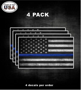 Set of American Flag Police Officer Thin Blue Line Vinyl Decal Stickers - Foto 1 di 1