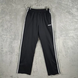 Adidas Sweatpants Boyy L (14/16) Black 3 Three Striped White Activewear Casual - Picture 1 of 5