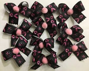 10 Large 3 inch wide Breast Cancer Awareness Dog Bows Grooming Bows Collar Bows