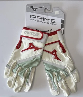 Mizuno Prime SE Batting Gloves Women’s Large White/Red – Special Edition NWT - Image 1 of 4