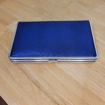 Cartera retro para mujer cambio monedero licencia. Portatarjetas clutch de mano azul Foto 1 de 4