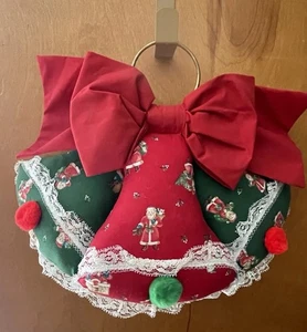 Guirnalda de tela de algodón vintage hecha a mano campanas de Navidad decoración de pared - Imagen 1 de 6