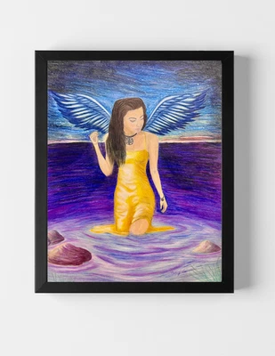 GUAJARDO Original Figurativo Abstracto Expresionista Ángel 14X17 Papel Firmado Arte Foto 1 de 4