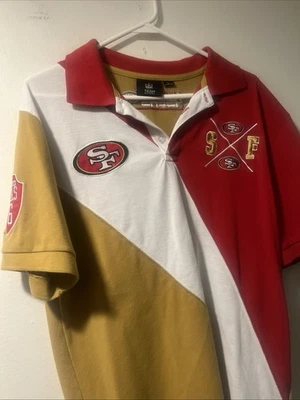 San Francisco 49Ers Polo Shirt Yellow White Red Embroidered NFL Large - Image 1 of 4