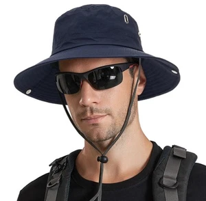 Men's Sun-Bucket-Hat Wide-Brim-Summer UV-Protection Boonie-Hats Foldable-Safa... - Picture 1 of 9
