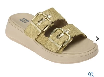 New FitFlop F-Mode Buckle Shimmerlux Flatform Slides-NWOT-Size 8 - Image 1 of 4