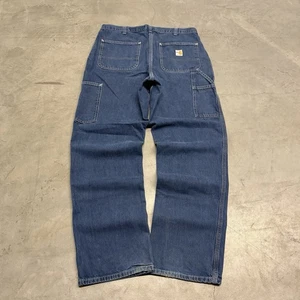 Vintage Y2K Carhartt Carpenter Jeans Herren 34x33 Blau Denim Baggy Latzhose Fit - Bild 1 von 8