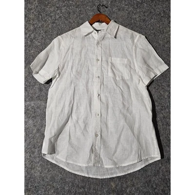 THOM AARON Mens White 100% Linen Short Sleeve Button Up Shirt Size M - Image 1 of 4