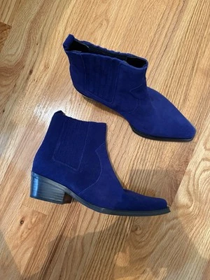 Calvin Klein Barbara Washed Suede Booties in Ocean - Coraline Cosplay Costume - Image 1 of 4