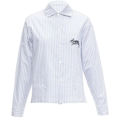 Gucci Rabbprint Striped Cotton Pyjama Dress Shirt Women White Size 40 - Image 1 of 4