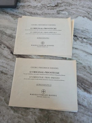 G.F.HANDEL 12 ORIGINAL TRIO PIECES RECORDERS CELLO & PIANO Sheet Music Book - Image 1 of 2