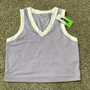 Prince Women's Fashion V-Neck Tennis Tank Top Sleeveless White Lavender Size M - Picture 1 of 10