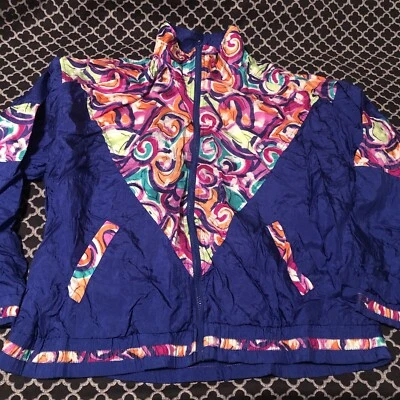 Винтажный ретро ветровка куртка Funky коньков серфинга Дженнифер Мур Petites средний J15 - Изображение 1 из 4