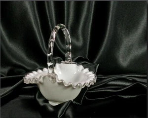 Vintage FENTON Silver Crest 7” Ruffled Edge Basket - Picture 1 of 3
