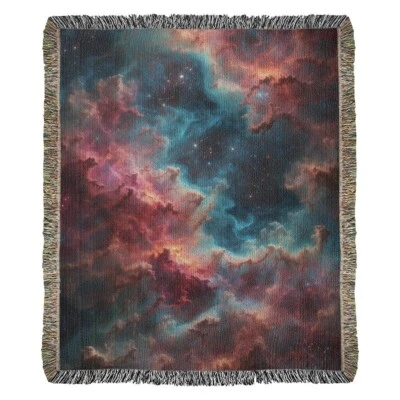 Nebula 100% Cotton Throw Blanket USA Woven 50x60" Outer Space Lover Cool Gift - Image 1 of 3