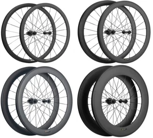38/50/60/88mm Carbon Wheels 700C Road Bike Rim Brake Carbon Wheelset Clincher - Picture 1 of 17