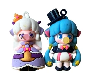 Two Cute Cartoon Pop Bubblegum Anime Figures Charms - Picture 1 of 7