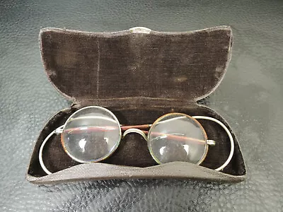 Antique Doctors Physician Wire Temple RX Lenses Eyeglasses Spectacles W/Box Case • 98.84$