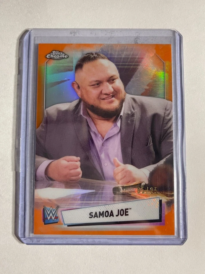 2021 Topps Chrome WWE Orange Refractor SAMOA JOE 05/25 #39 - Image 1 of 2