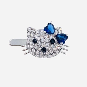 Kätzchen Katze Magnet Haarspange Pin aus Swarovski Kristall kleine Haarspange marineblau - Bild 1 von 3