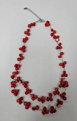 Collar Lucas Lameth de plata esterlina flotante de coral rojo 18-20" [104WEB] Foto 1 de 4