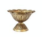 Brass Floral Pattern Oil Diya Temple,Home Office Decor Oil Lamps Prayer-4 INCH