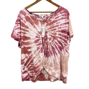 C&C California Tie-Dye Shirt Woman 1X Pink Hippie Boho Festival Twist Top Casual - Picture 1 of 10