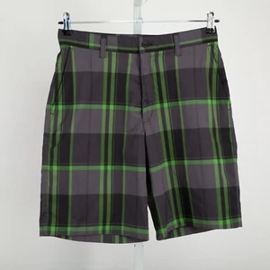 IZOD PerformX Shorts Mens 30 Gray Green Plaid Golf Flat Front - Picture 1 of 8