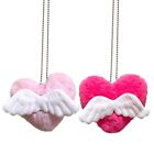 Pink Heart Wing Pendant Necklace Plush Heart Charm Clavicle Chain Choker