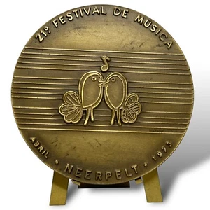 Vintage Bronze Medallion Festival Music Azores Madeira Portugal 1973 EUC - Picture 1 of 9