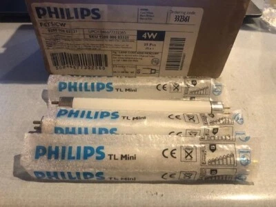 6PC PHILIPS MIN BI-PIN 4 WATT T5 FLUORESCENT BULB F4T5/CW NEW - Image 1 of 2