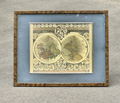 Beautiful Blaeu Old & New World Gold Foil Wall Map Framed Size 29.5" x 23.5" - Image 1 of 4