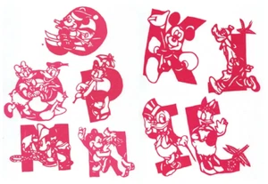 Paper Cuts Mickey Mouse Set # A Red Color 9 small single pieces 1 packet Lot - Picture 1 of 12