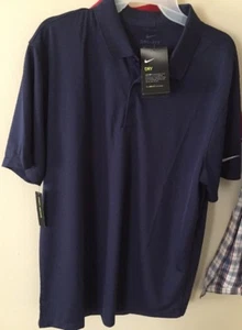 AUTHENTIC Nike Golf Dri-Fit Vertical Polo Shirt L, MSRP $55 - Picture 1 of 2
