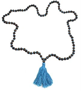 Dark Brown Wood Bead Tassel Necklace 32 in - Picture 1 of 4