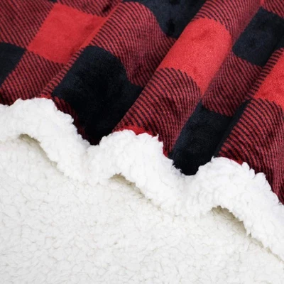 Manta Sherpa Cuadros Rojo Y Negro Navidad Fleece Flannel Para Sofa Cama 60X70" - Image 1 of 4
