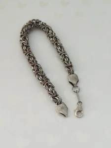 Vintage Sterling Silver Byzantine Style Interwoven Links Bracelet 7.5" F 242 - Picture 1 of 7