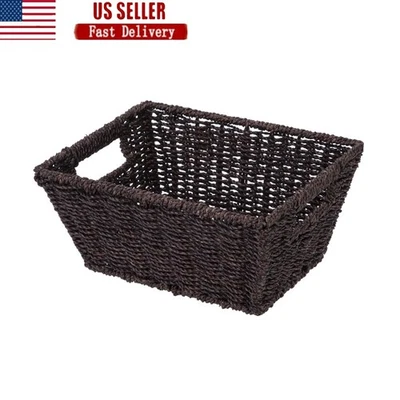 Handwoven Seagrass Basket Decorative Rectangle Storage Gifts Weddings Events New - Image 1 of 4