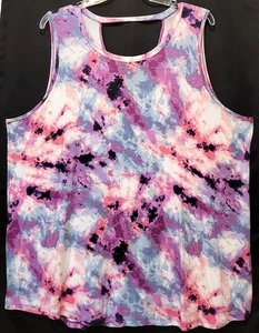 Lane Bryant LIVI High-Neck Tank Pastel Tie Dye Cutout V-Back Jersey Knit 26/28 - Bild 1 von 7